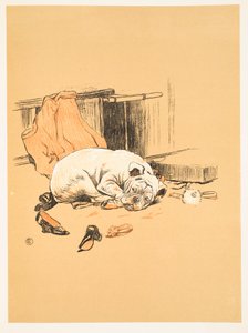Delusione per non aver trovato i Cioccolatini, da A Gay Dog, Story of a Foolish Year Aldin, Cecil Charles Windsor (1870-1935), pubblicato da William Heineman, 1905. 1a Edizione, Illustrazione