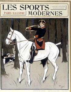 Caccia (un uomo a cavallo che incoraggia i cani) Copertina di Modern Sports, 02/1906 da Cecil Charles Windsor Aldin