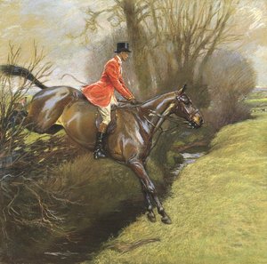 Tenente Colonnello Ted Lyon che salta una siepe da Cecil Charles Windsor Aldin