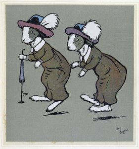Conigli con cappelli - in “Merry Party”, ill. di Cecil Aldin, ed. Hodder & Stoughton, Londra da Cecil Charles Windsor Aldin
