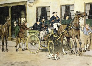 I Pickwickiani partono dal Bull Hotel a Rochester da Cecil Charles Windsor Aldin