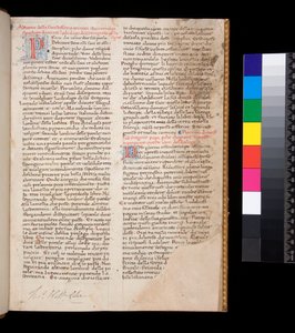 Ms 148. Gregorio Magno, Dialoghi in traduzione italiana di Domenico Cavalca, f.1r Lettere decorate [P] e [D] in rosso con decorazione a penna in blu