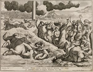 Gli Israeliti attraversano il Mar Rosso dopo un affresco di Raffaello da Cesare Fantetti