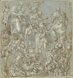 San Giuseppe e il Bambino Gesù con angeli e putti da Cesare Pollini