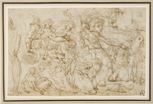 Foglio di studi di figure, c. 1600