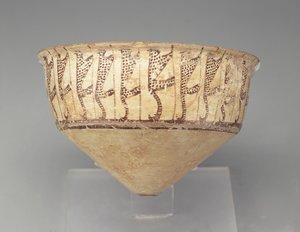 Ciotola conica con un disegno di leopardo, 3500-3000 a.C. da Chalcolithic