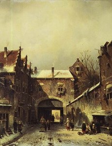Una città olandese in inverno da Charles Henri Joseph Leickert