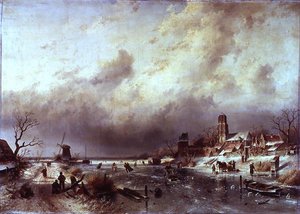 Scena di fiume ghiacciato