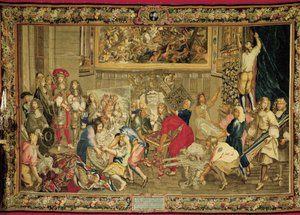 Luigi XIV visita la Fabbrica dei Gobelins da Charles (studio of ) Le Brun