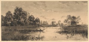 Sera su un Fiume con un Barcaiolo da Charles A. Walker