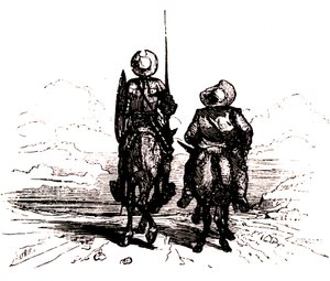 Don Chisciotte sul suo cavallo, accanto a Sancho sul suo asino da Charles Albert d