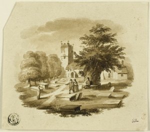 Figure nel cimitero vicino alla chiesa da Charles Alfred Stothard