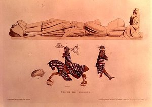 Effigie tombale del cavaliere Aymer De Valence, Conte di Pembroke (m.1324), pub. 1811 da Charles Alfred Stothard