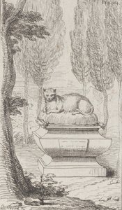 Gatto sopra una tomba da Charles Antoine Coypel