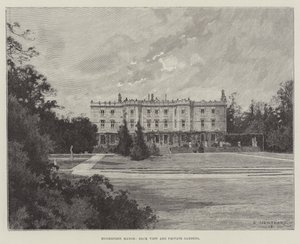 Hughenden Manor, vista posteriore e giardini privati da Charles Auguste Loye
