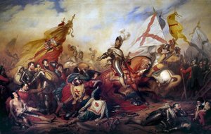 Guerre di religione (1562-1598): Re Enrico IV di Francia (1553-1610) alla battaglia di Ivry il 14/03/1590. Dettaglio del dipinto di Charles de Steuben (1788-1856) XIX secolo da Charles Auguste Steuben