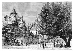 Una strada a Bangkok, Thailandia, 1895