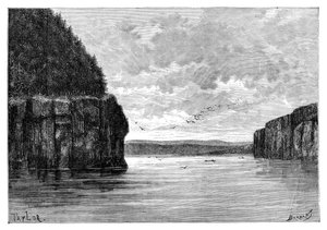 Il fiume Angara, sotto le rapide di Padunskiy, Siberia, Russia, 1895