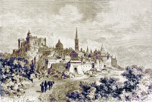 Veduta di Spoleto, illustrazione da 