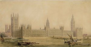 Vista prospettica delle nuove Case del Parlamento, c.1840 da Charles Barry