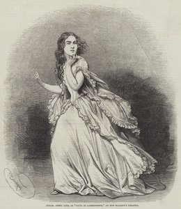 Mademoiselle Jenny Lind, come Lucia di Lammermoor, al Teatro di Sua Maestà da Charles Baugniet