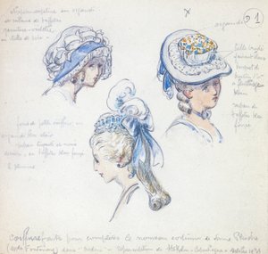Acconciature e copricapo, per il ruolo di Camille nella rappresentazione di Non scherzare con l