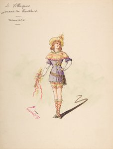Design del costume per 4 Villageois jouant au hautbois da Charles Bianchini