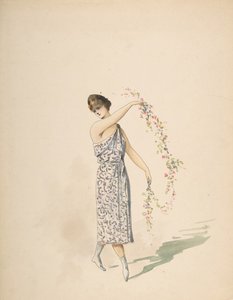 Costume design per una fanciulla drappeggiata in bianco, n.d.