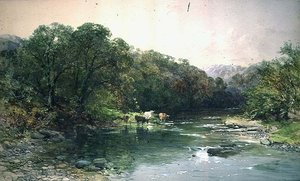 Sul Dee, Galles del Nord: bestiame che beve da Charles Branwhite