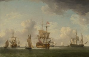 Navi inglesi a vela con una brezza molto leggera da Charles Brooking