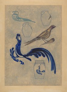 Decorazioni di uccelli su ceramica, 1935-1942