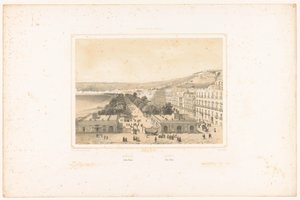 Vista della Villa Poggio Reale con viale alberato a Napoli da Charles Claude Bachelier