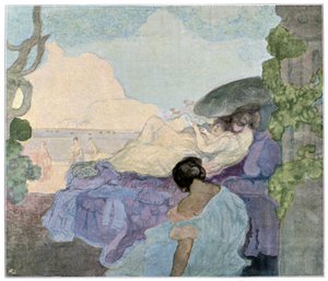 Donne che si rilassano al mare da Charles Edward Conder
