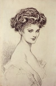 Studio di una testa (inchiostro su carta) da Charles Dana Gibson