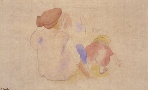 (Donna con bambino in abito rosso) da Charles Demuth