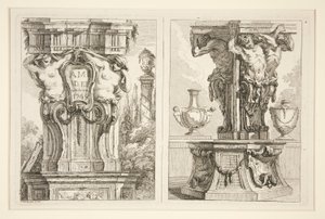 Due disegni per capitelli decorativi da Charles Dominique Joseph Eisen