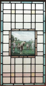 Una Finestra in Vetro Piombato Tardo Vittoriana con i Golfisti, c. 1890 da Charles Edmund Brock