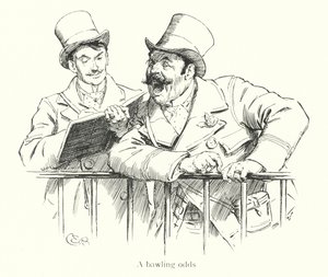 Allibratore che urla le quote a un ippodromo da Charles Edmund Brock