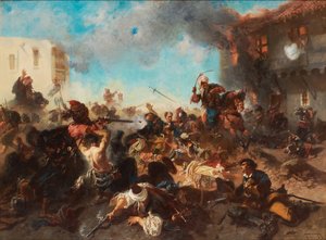 La Scaramuccia a Bender Kalabaliken i Bender, 1877 da Charles Edouard Armand Dumaresq
