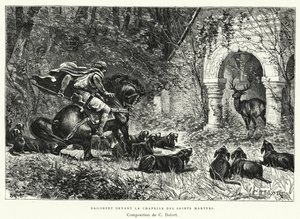 Dagoberto Davanti alla Cappella dei Santi Martiri (incisione) da Charles Edouard Delort
