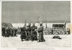 Esercizi di manipolazione dei fucili Taifourchi, truppe armate e addestrate dai militari cinesi, disegno di Delort, per illustrare i ricordi di un