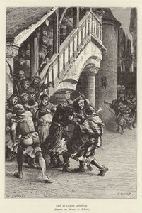 Morte di Jacques Artevelde. Morte del mercante fiammingo e leader politico Jacob van Artevelde per mano di una folla, Gand da Charles Edouard Delort