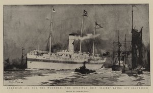 Aiuto americano per i feriti, la nave ospedale Maine al largo di Gravesend da Charles Edward Dixon