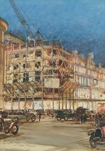 Costruzione del nuovo edificio per Bourne e Hollingsworth, Oxford Street, Londra