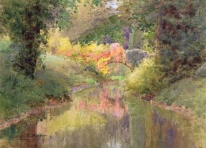 Autunno nel giardino di Houghton Tower, Lancashire da Charles Edwin Flower