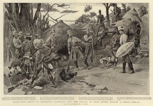 Bottino duramente conquistato in Rhodesia, portando via i bottini di guerra dopo aver preso un Kopje Kraal da Charles Edwin Fripp