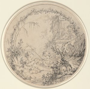 Tre Putti con una Rete da Pesca da Charles Eisen