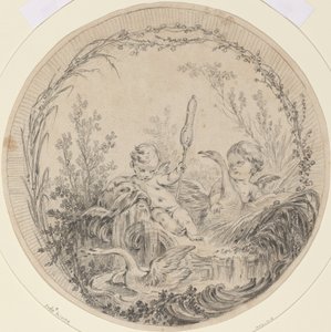Due Putti che Giocano con i Cigni da Charles Eisen