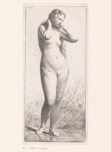 Donna nuda in piedi da Charles Emile Jacque (attributed to)
