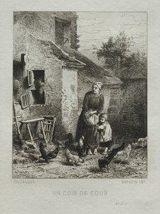 Un angolo del cortile da Charles Emile Jacque